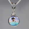 Natural Australian Boulder Opal and Diamond Silver Pendant with Silver Chain Code -SD36