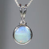 Australian Solid Opal and Natural Diamond Silver Pendant