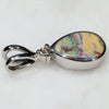 Natural Australian Boulder Opal and Diamond Silver Pendant with Silver Chain (8mm x 6mm)  Code -SDA257