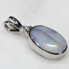 Natural Australian Boulder Opal and Diamond Silver Pendant with Silver Chain (11mm x 7.5mm)  Code -SD34