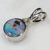 Natural Australian Boulder Opal and Diamond Silver Pendant with Silver Chain Code -SD36