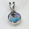 Natural Australian Boulder Opal and Diamond Silver Pendant with Silver Chain Code -SD36