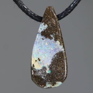 Natural Australian Boulder Opal Side Drill Pendant