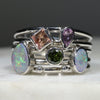 Beautiful Opal and Gemstone Silver Ring