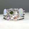 X2 Natural Opals with Amethyst and Tourmaline Gemstones  