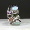 Natural Australian Solid Opal and Gemstone Silver Ring