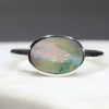 Natural Australian Boulder Opal Silver Ring 