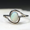 Natural Australian White Boulder Opal Silver Ring