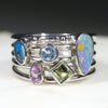 Australian  Boulder Opal and Gem Stone Silver Ring - Size 8 Code - SRD31