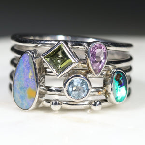 Opal Gemstone Silver Ring
