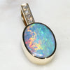 Natural Australian Opal and Diamond Pendant