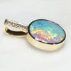 10k Gold and Diamond Solid Opal Pendant
