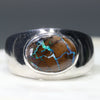 Natural Boulder Opal Matrix Mens Silver Ring -Size 9 Code-SM37
