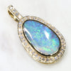 Natural Australian Boulder Opal and Diamond  Gold Pendant (18mm x 11mm) Code -PL41
