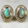 Natural Australian Boulder Opal Gold and Diamond Studs