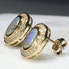 Australian Boulder Opal and Diamond 18k Gold Earrings (8 x 5mm) Code GE14