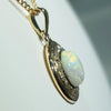 Natural  White Australian Boulder Opal and Diamond Gold Pendant