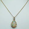Stunning Natural  Australian Crystal  Opal  and Diamond 18K Gold Pendant