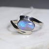 Natural Australian Opal Silver Ring - Size 8.5