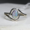 Natural Australian Opal Silver Ring - Size 6