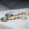 Natural Australian Boulder Opal and Diamond 18k Gold Earrings (9 x 9mm) Code GE108