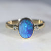 Natural Australian Opal and Diamond Gold Ring  Size 8