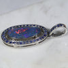Natural Australian Opal  and Sapphire Silver Pendant with Silver Chain