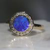 Natural Australian Boulder Opal and Diamond  Gold Ring - Size 7.75