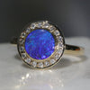 Natural Australian Boulder Opal and Diamond  Gold Ring - Size 7.75