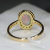 Natural Australian white Opal and Diamond 18k Gold Ring - Size 7.25