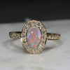Natural Australian white Opal and Diamond 18k Gold Ring - Size 7.25