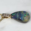 Natural  Australian Boulder  Opal  and Diamond Gold Pendant