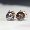 Natural Australian 6mm Boulder Opal Matrix Gold Earring Studs
