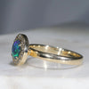 Natural Australian Black Opal and Diamond Gold Ring -Size 6.5
