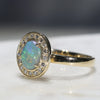 Natural Australian Opal and Diamond Gold Ring - Size 7