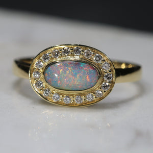  Boulder Opal Gold Ring with Diamonds