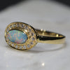 18k Gold -Solid Boulder Opal - Natural Diamonds