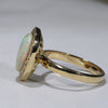 Natural Australian White Opal and Diamond 18k Gold Ring - Size 7.5