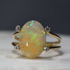 Natural Australian Crystal  Opal and Diamond 18k Gold Ring - Size 7.5