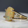 Natural Australian Crystal  Opal and Diamond 18k Gold Ring - Size 7.5