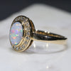 Natural Australian White Opal and Diamond Gold Ring - Size 6.5