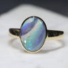 Natural Australian Boulder Opal with Amazing pattern  Gold Ring - Size 7.5