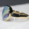 Natural Australian Boulder Opal with Amazing pattern  Gold Ring - Size 7.5