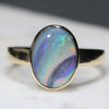 Natural Australian Boulder Opal with Amazing pattern  Gold Ring - Size 7.5