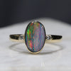 Natural Australian Boulder Opal and Diamond Gold Ring - Size 7