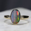 Natural Australian Boulder Opal and Diamond Gold Ring - Size 7