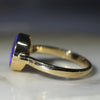 Natural Australian Black Opal  and Diamond 18k Gold Ring Size 8