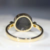 Natural Australian Black Opal  and Diamond 18k Gold Ring Size 8