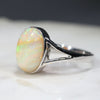 Natural Boulder Opal Ring White Gold 