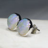 Natural Australian Boulder Opal  Silver Stud  Earring